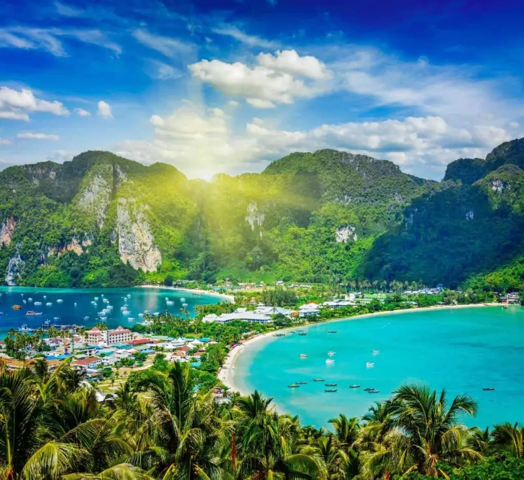 travel-vacation-background-tropical-island-with-resorts-phiphi-island-krabi-province-thailand