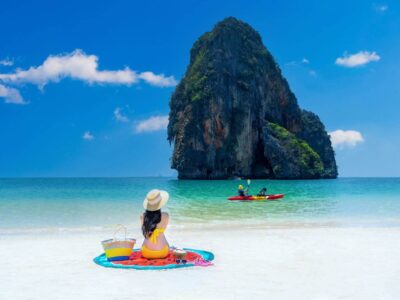 woman-bikini-relaxing-railay-krabi-andaman-beaches-sea-islands-thailand