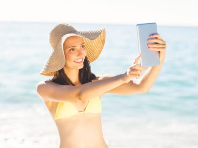 pretty-woman-taking-selfie-beach-phuket-krabi-phang-nga-andaman-sea-islands-thailand